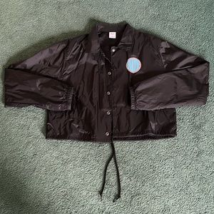 Black Womens HUF Hi-fi Crop Coaches Jacket